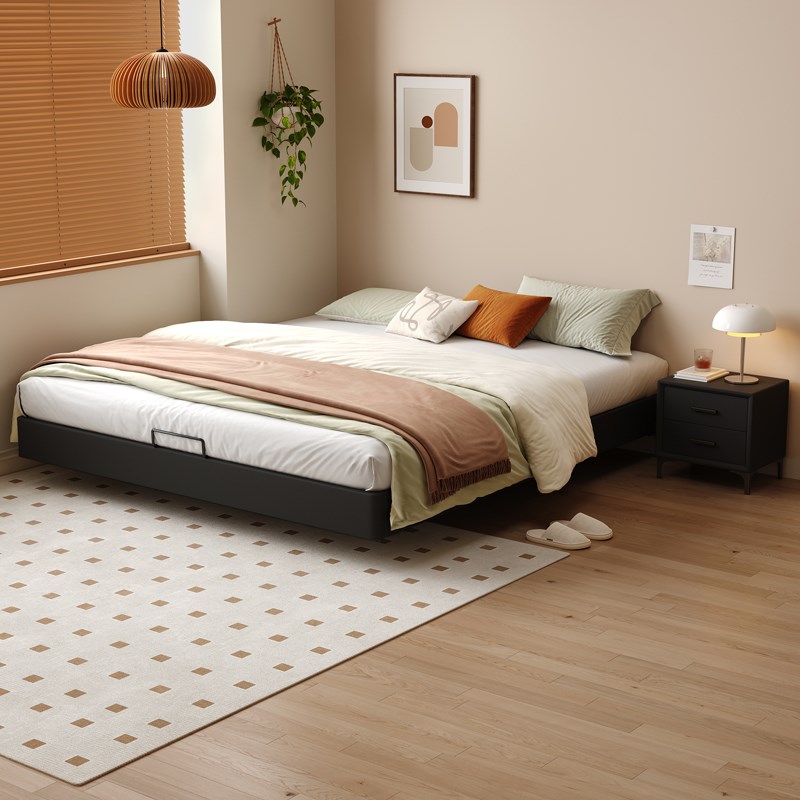 无床头床实木静音床现代简约悬浮床架中小户型1.35米排骨架可定制图片