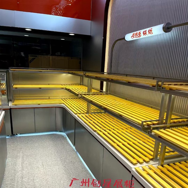 新款面包柜展示柜中岛边柜包装货架吐司柜玻璃展柜蛋糕店烘焙柜台