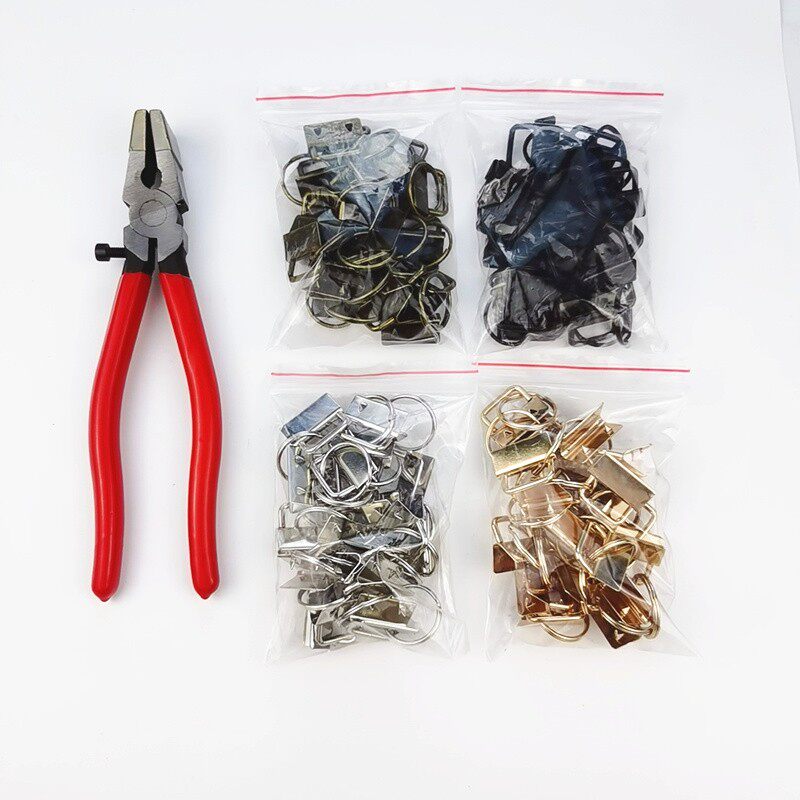 72个装25mm金属4色尾夹含钥匙圈织带五金件钥匙扣配件供跨境货源