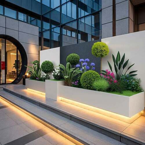 花箱户外庭院阳台组合露台景观发光花池花坛围栏隔断不锈钢定制