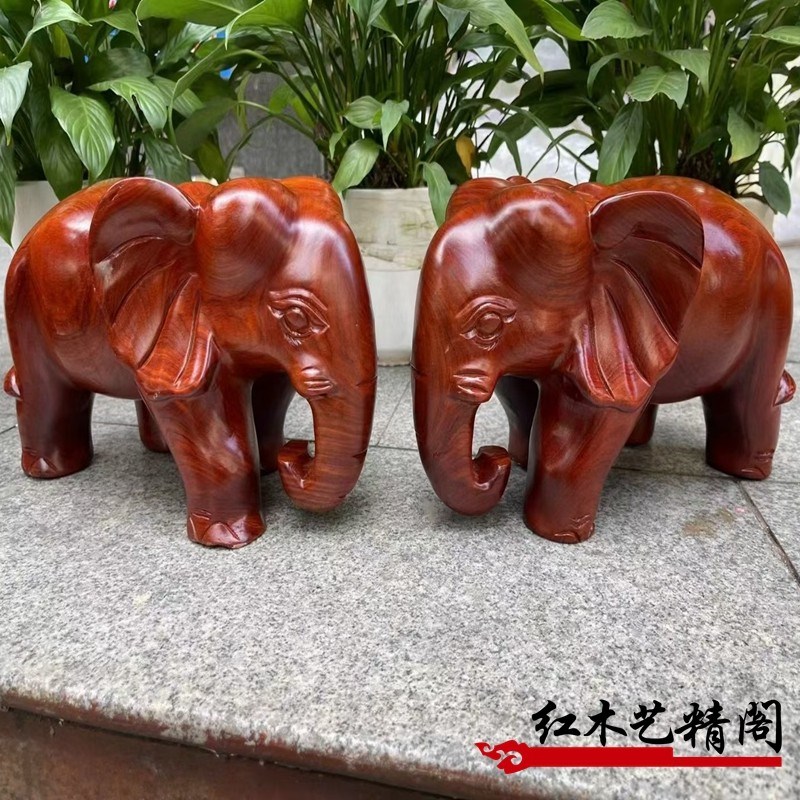 红木工艺品木象缅甸花梨木雕刻红木大象实木动物家居玄关