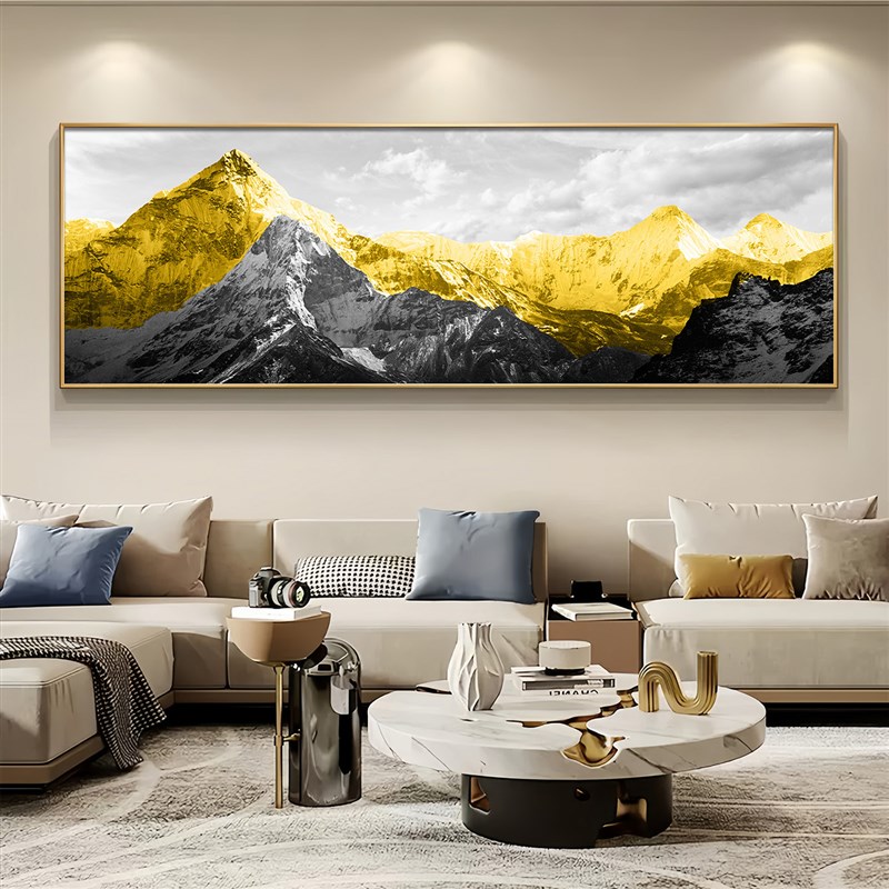 金箔立体背靠金山客厅装饰画沙发背景墙挂画高档发光办公室壁画