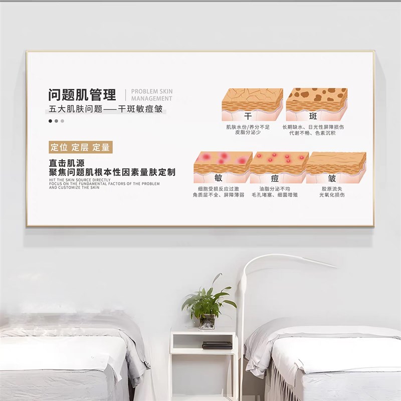 皮肤管理医美诊室宣传挂画美容院墙面广告画结构剖面分析图装饰画