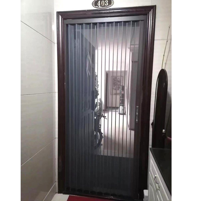 金刚网折叠纱门折叠推拉入户门防蚊门帘防盗无轨纱门窗铝合金一体