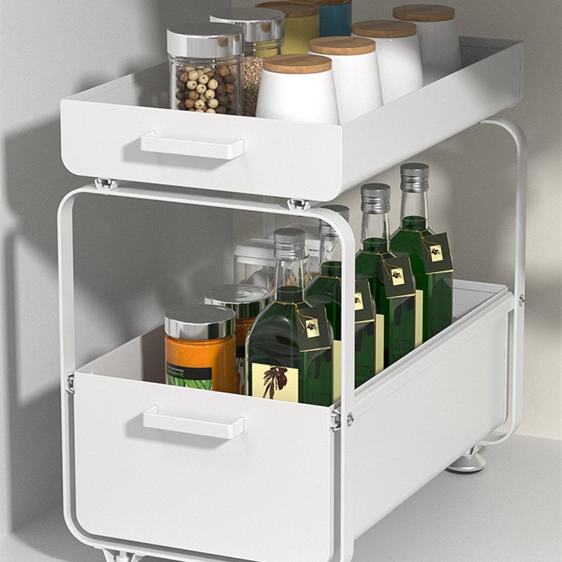 多功能下水槽置物架抽屉式推拉储物架下橱柜调味瓶家用品收纳架子