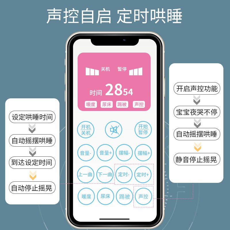 电动摇晃婴儿床新生儿自动摇篮床实木无漆智能床可移动宝宝炕上床