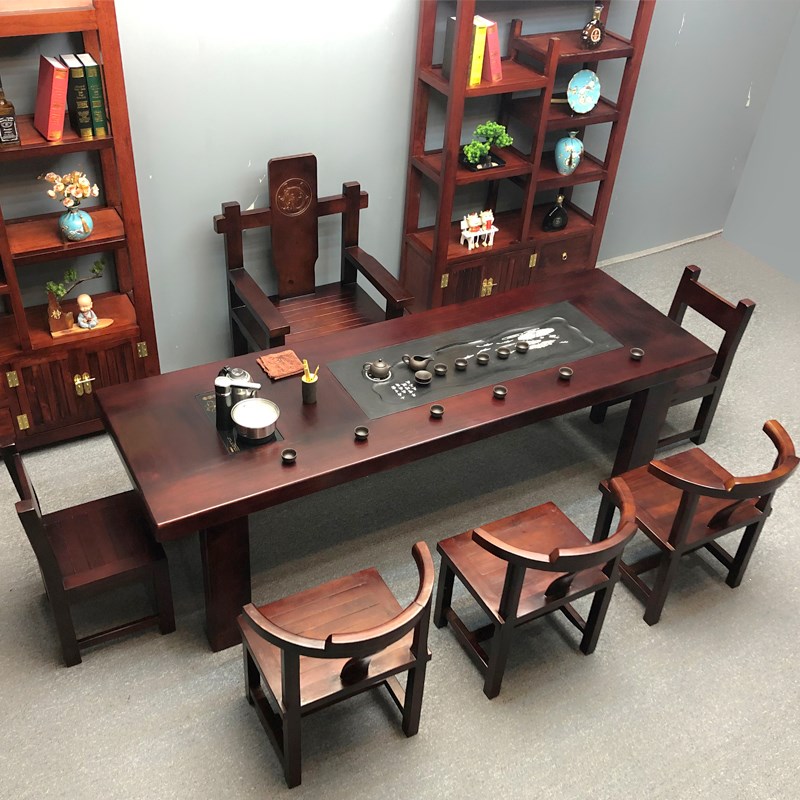 老船木茶桌椅组合功夫茶台实木茶桌茶具套装一体家用办公室大茶几