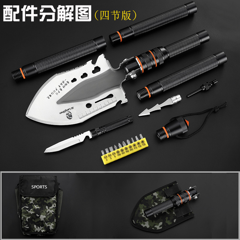 郎神多功能工兵铲户外工具中国锰钢兵工铲单兵车载摺叠钓鱼铁锹