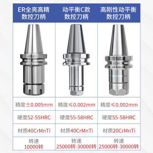 BT40刀柄数控高精度cnc加工中心er25强力32SK加长bt30套50动平衡