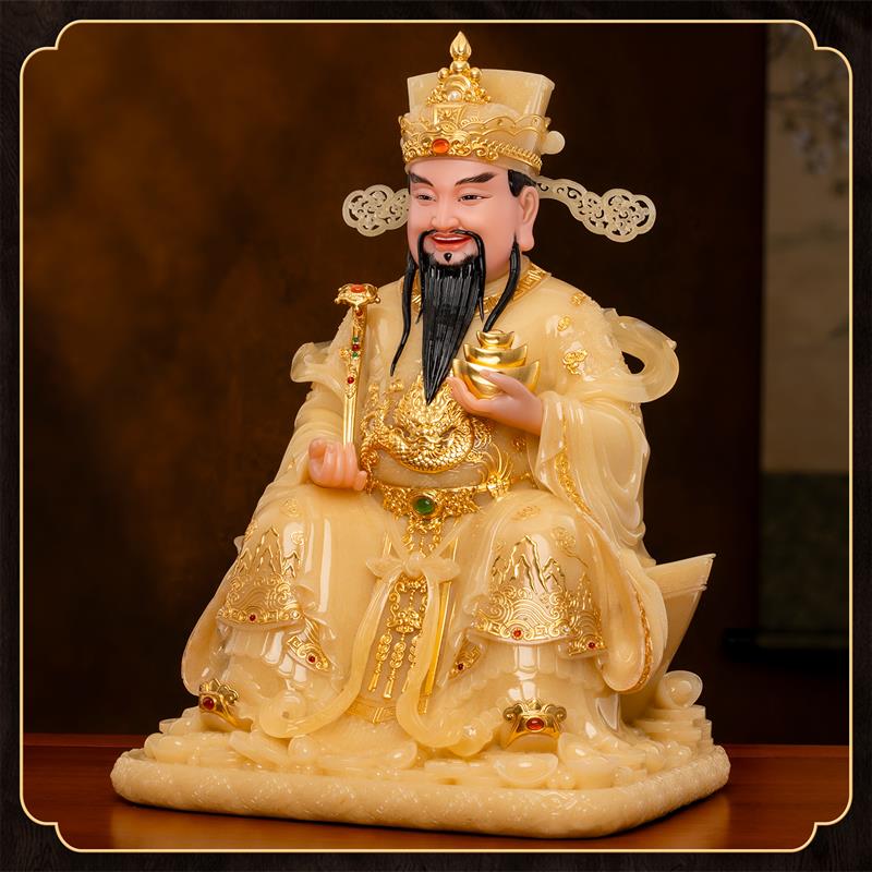 台湾汉白玉财神爷彩绘文财神佛像家用供奉比干像商铺公司招财摆件