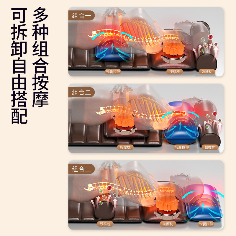 肩椎颈椎按摩器腰部背部多功能揉捏家用全身热敷靠椅垫按摩牀垫。