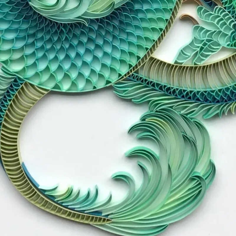 衍纸青龙DIY手工材料包 立体赤龙成品画装饰 家居镇宅走廊挂墙摆