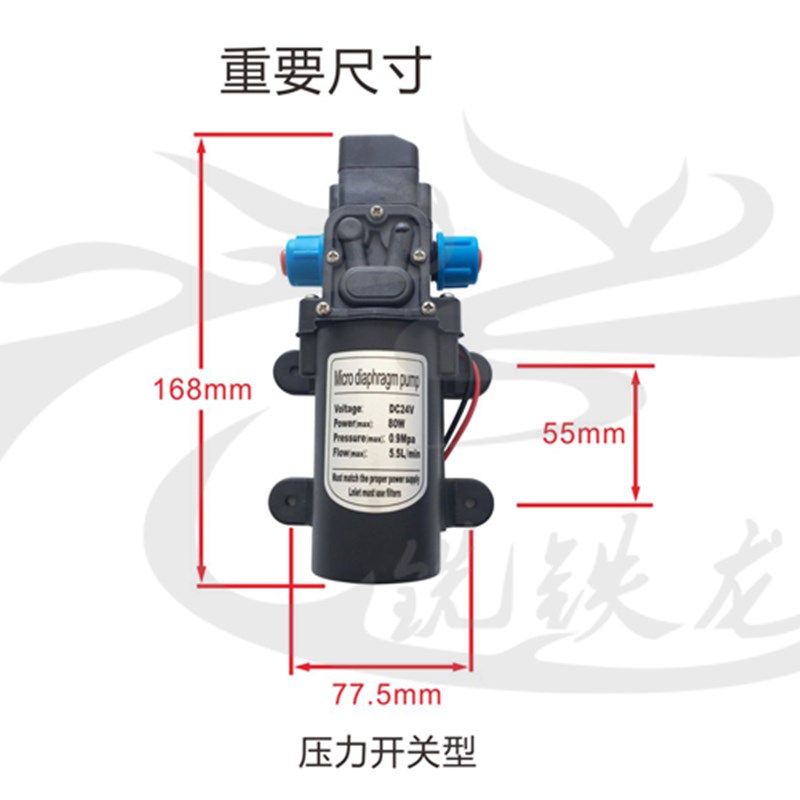 12V24V 80W电动隔膜泵 直流水泵 洗车水泵 喷雾器水泵 自吸泵包邮