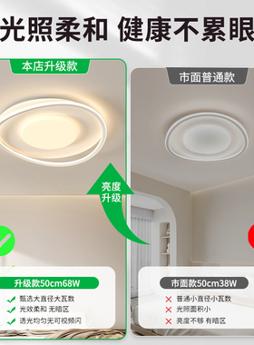 卧室灯房间灯现代简约主卧灯具砂白北欧创意新款儿童房吸顶灯J357