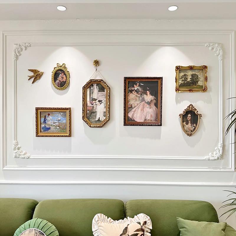 法式高级感组合客厅装饰画人物复古沙发背景壁画欧式餐厅卧室挂画