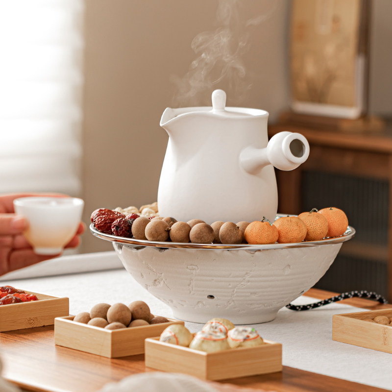 冬季围炉煮茶家用室内烤火炉全套罐罐煮茶壶茶具套装电陶炉煮茶器