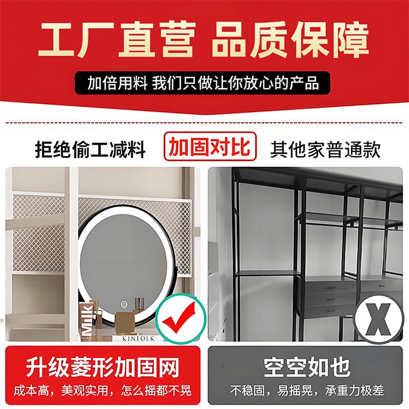 步入式衣帽间家用卧室衣帽架落地式组合架子双层挂衣架开放式衣柜