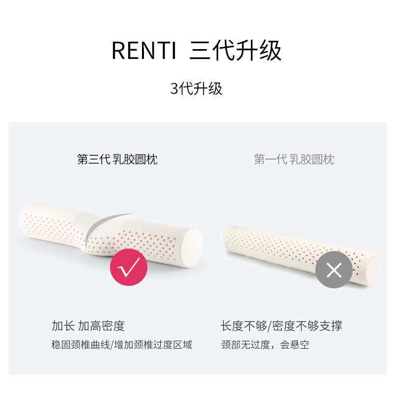 泰国乳胶圆柱颈椎枕牵引枕护颈专用天然橡胶长条圆形糖果睡眠枕头