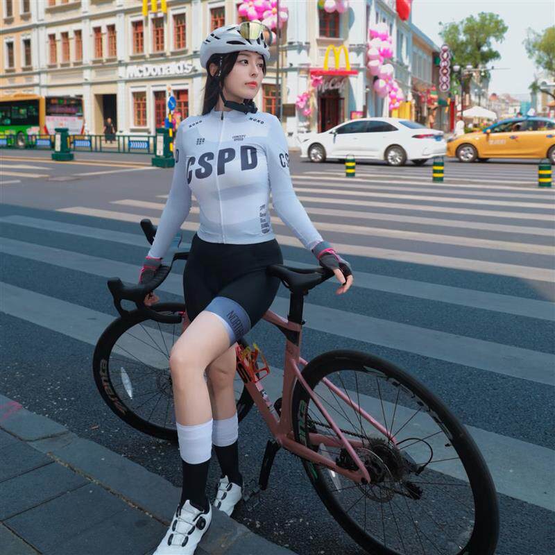 春夏长袖骑行服男女同款防晒透气速干公路自行车上衣修身骑行套装