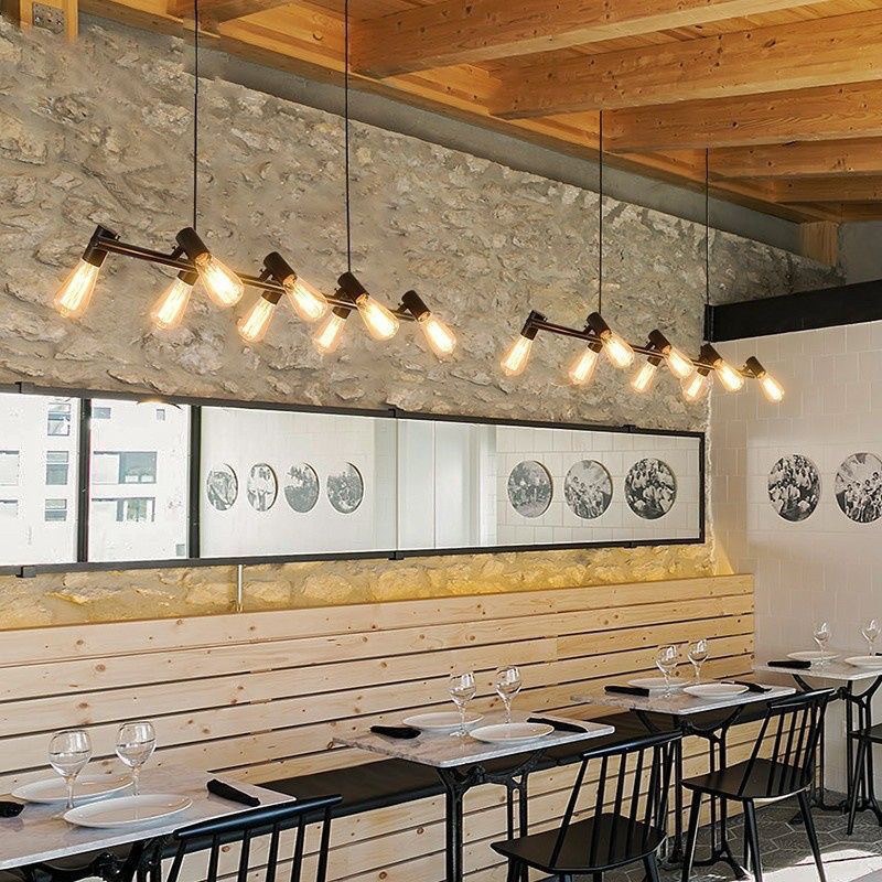 覆古饭厅吊灯饭厅灯创意个性咖啡厅吧台灯书房餐桌茶室LED长条灯