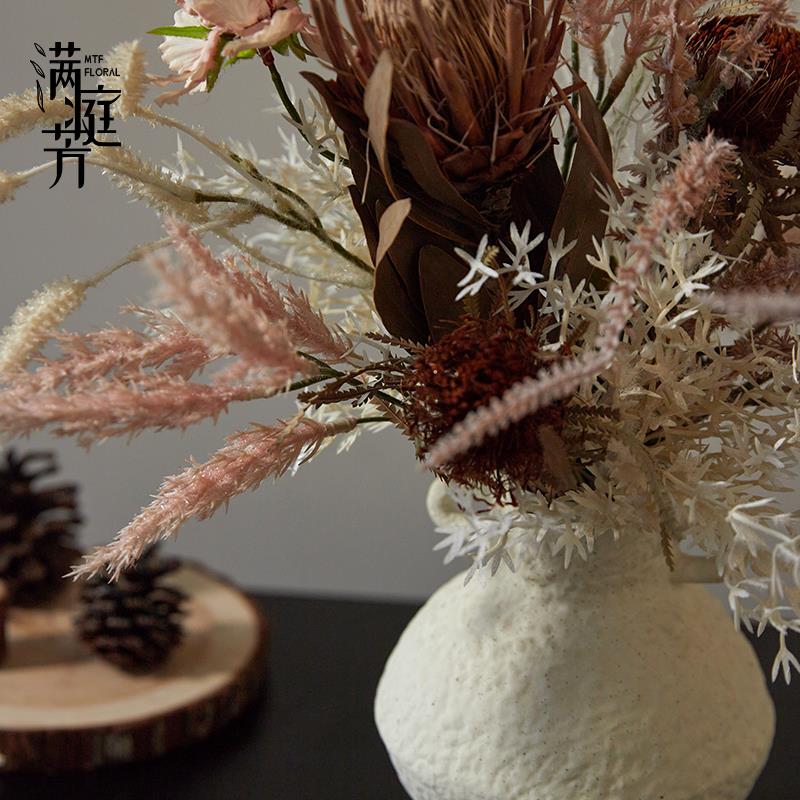 萱草手工编织花瓶摆件家居装饰勿忘我干花插花材料