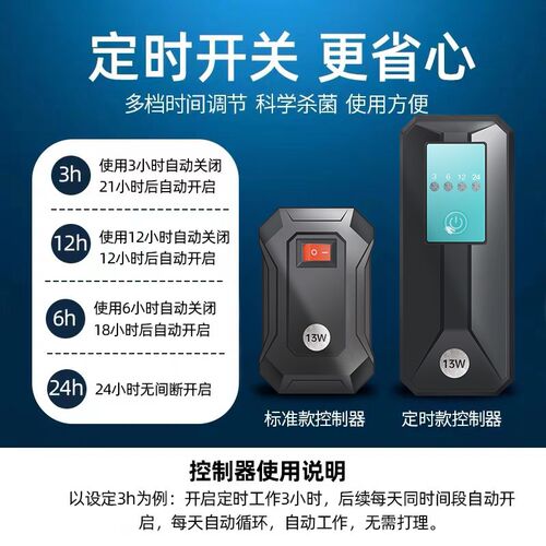 鱼缸UV杀菌灯紫外线鱼池净水除藻潜水灭菌灯水族消毒灯鱼缸杀菌灯