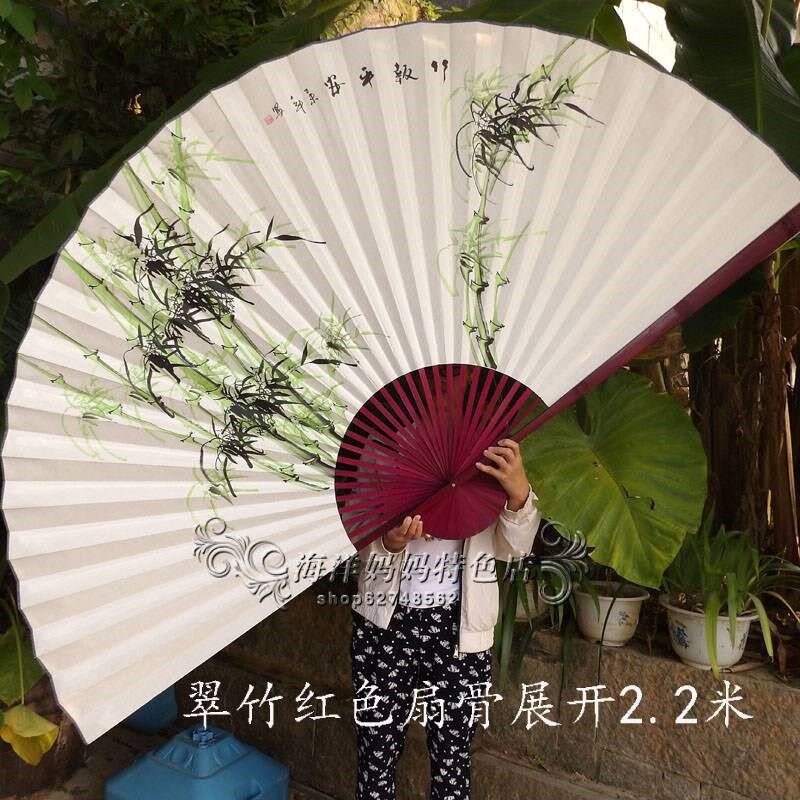 超大挂扇墙壁装饰挂件工艺礼品折扇书房客厅中国风手绘背景墙桃花