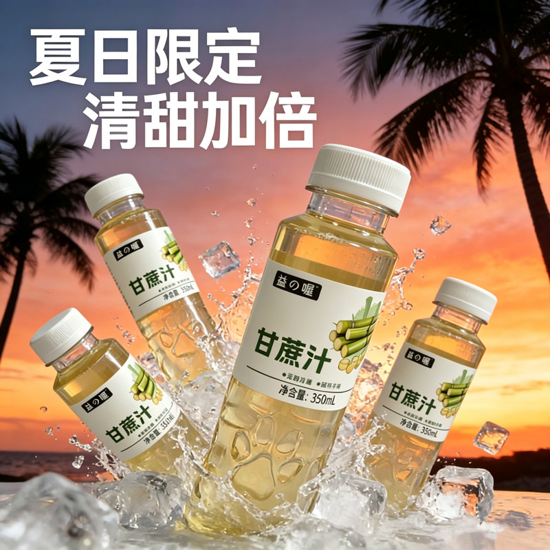 益喔鲜榨纯甘蔗汁350ml清甜爽口