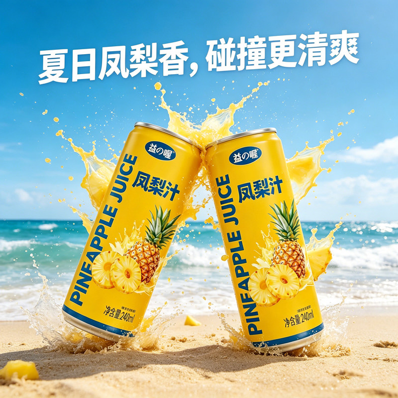 益喔清凉爽口夏季凤梨汁