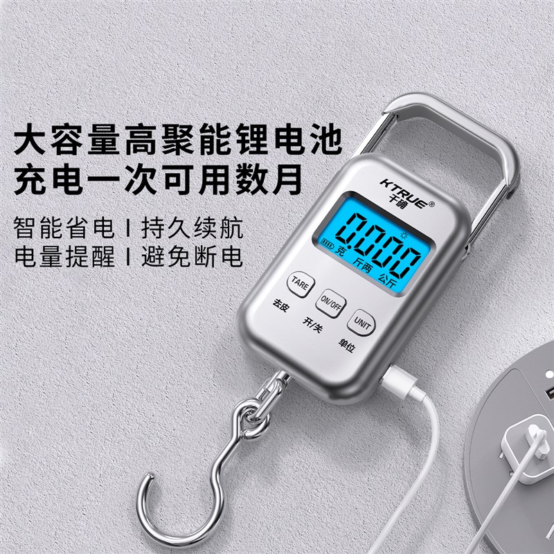 便携式手提电子秤2024新款精准弹簧克秤高精度称克商用随身称鱼器