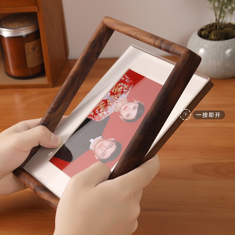 榫卯实木相框摆台结婚登记证件照打印洗照片做成相框6寸挂墙定制