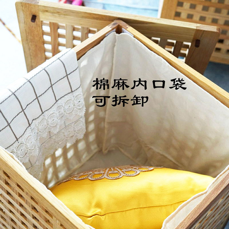 北欧风实木网格床头柜收纳茶几可坐民宿创意家具储物柜沙发边几