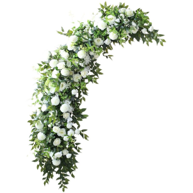 草坪婚礼花艺布置婚庆装饰弧形挂花路引花排花架子拱门装饰森系花