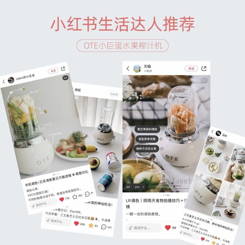 OTE欧堤玻璃杯体便携榨汁机 20000转高转速离心式果汁机 家用小型图片