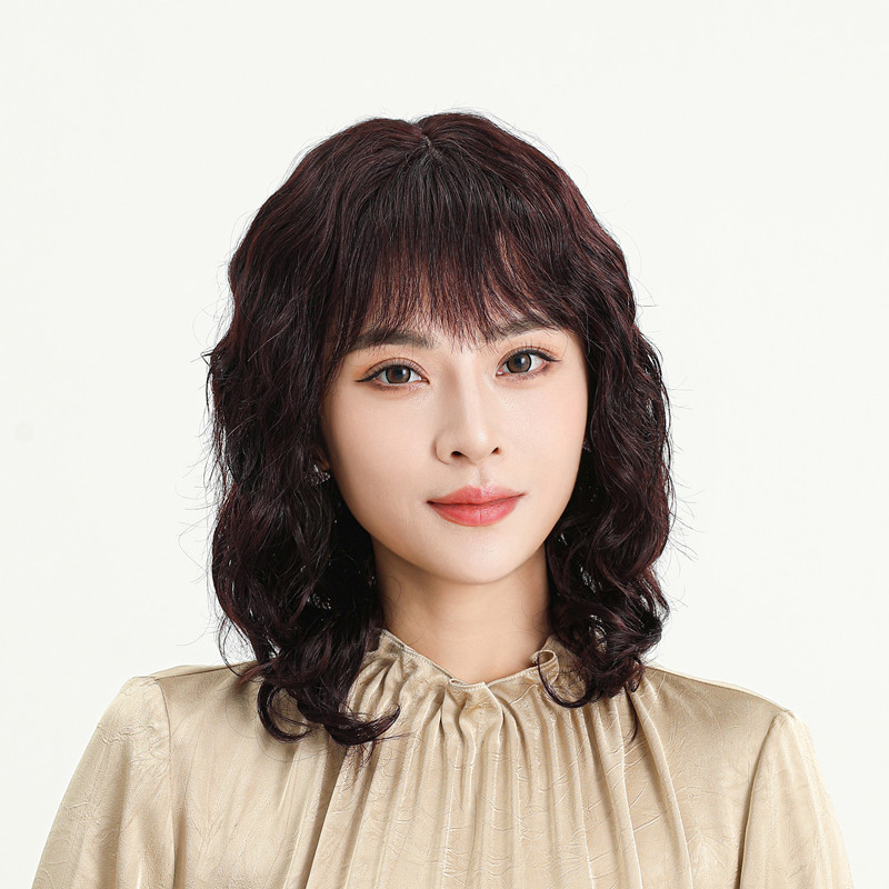 假发女长发中长卷发真人发丝中老年妈妈发型羊毛卷自然透气假发套