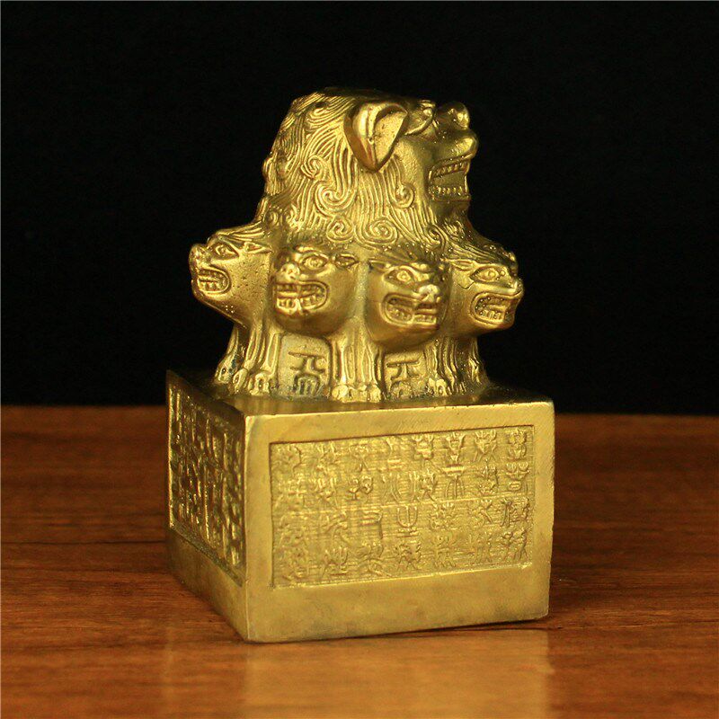 纯铜艺术品九头狮子印玺官印印绶家居装饰工艺品桌面办公室摆放