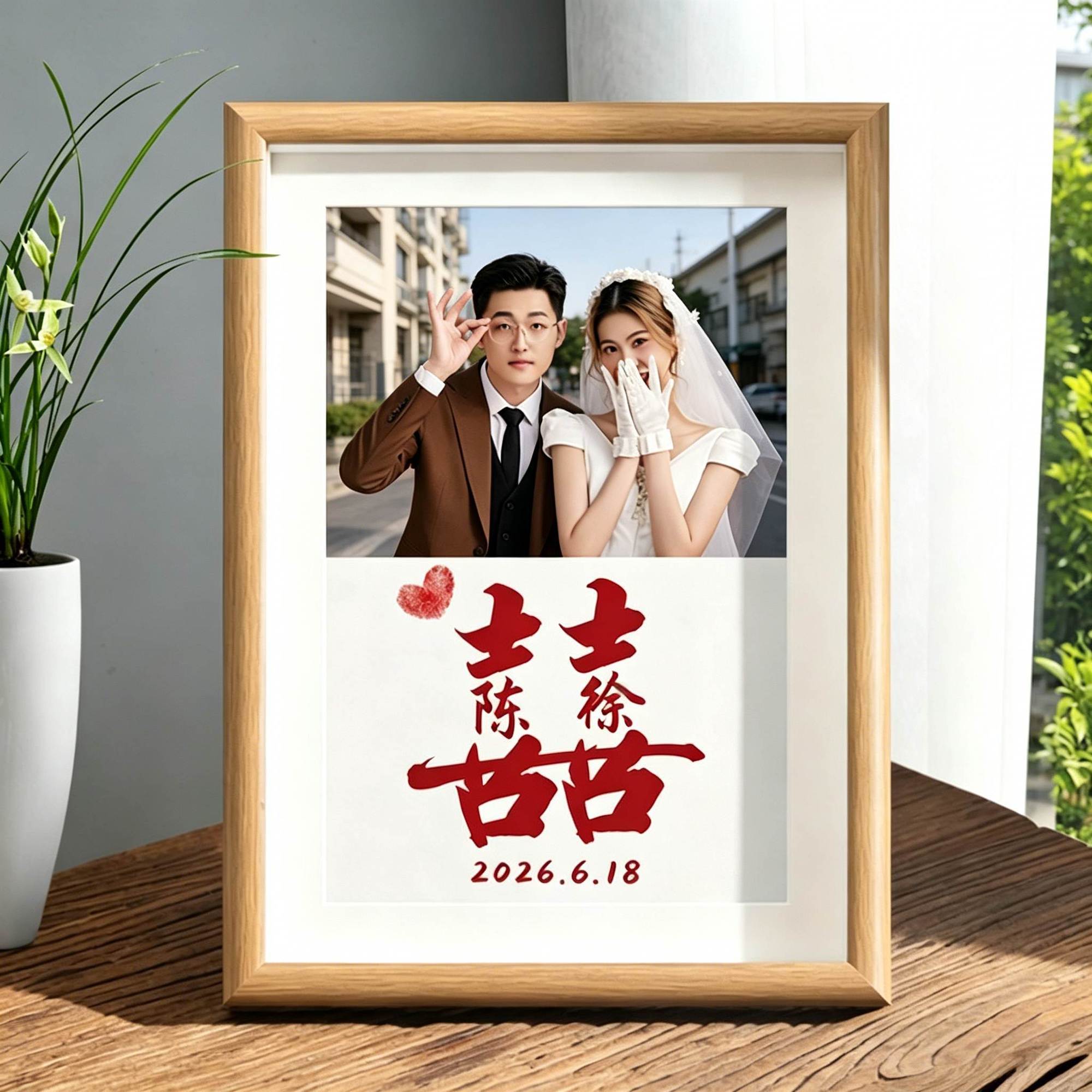 七夕新婚订婚情侣定制囍字摆件