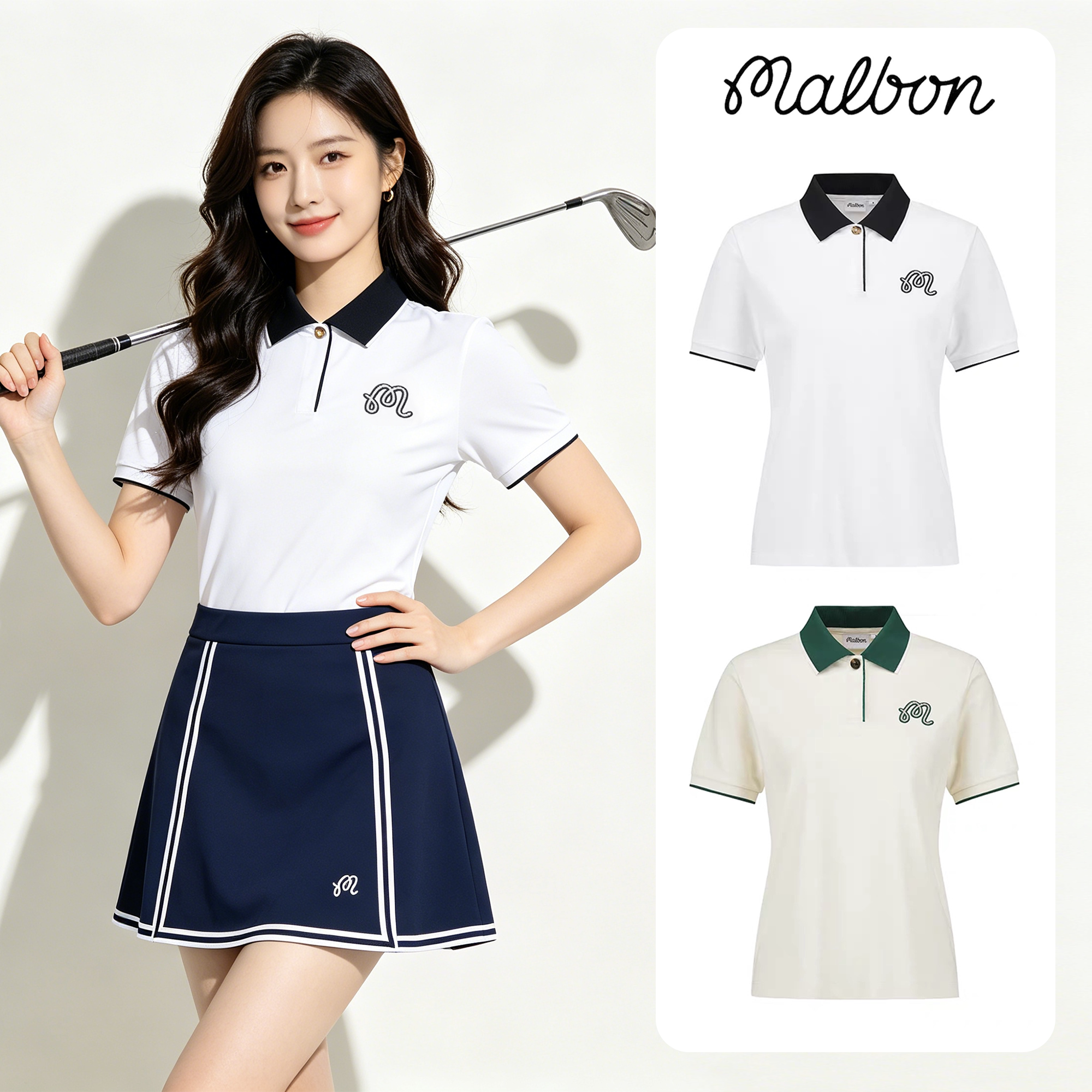 MALBON高尔夫女士时尚短袖POLO衫