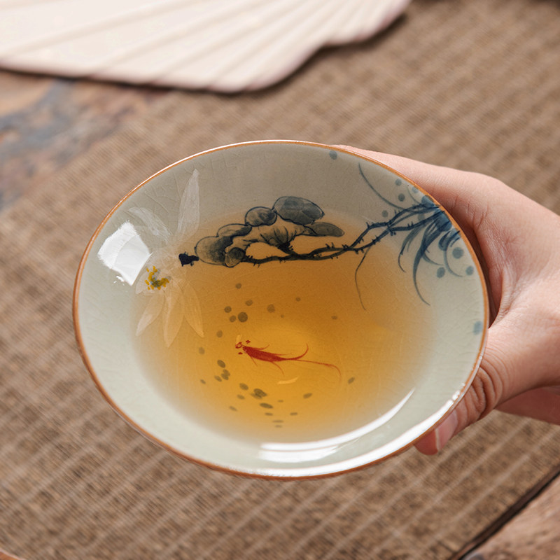 青花瓷主人杯手绘单杯景德镇斗笠茶杯陶瓷个人茶盏功夫茶具品茗杯