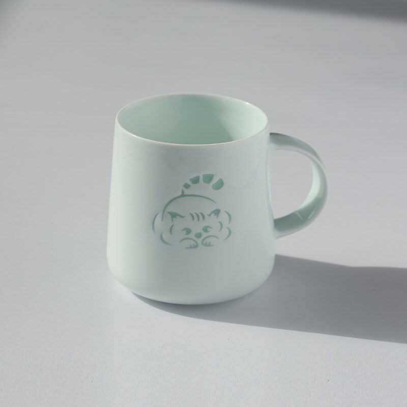 子木可爱喵猫咪马克杯女生高颜值杯子陶瓷水杯景德镇玲珑咖啡杯
