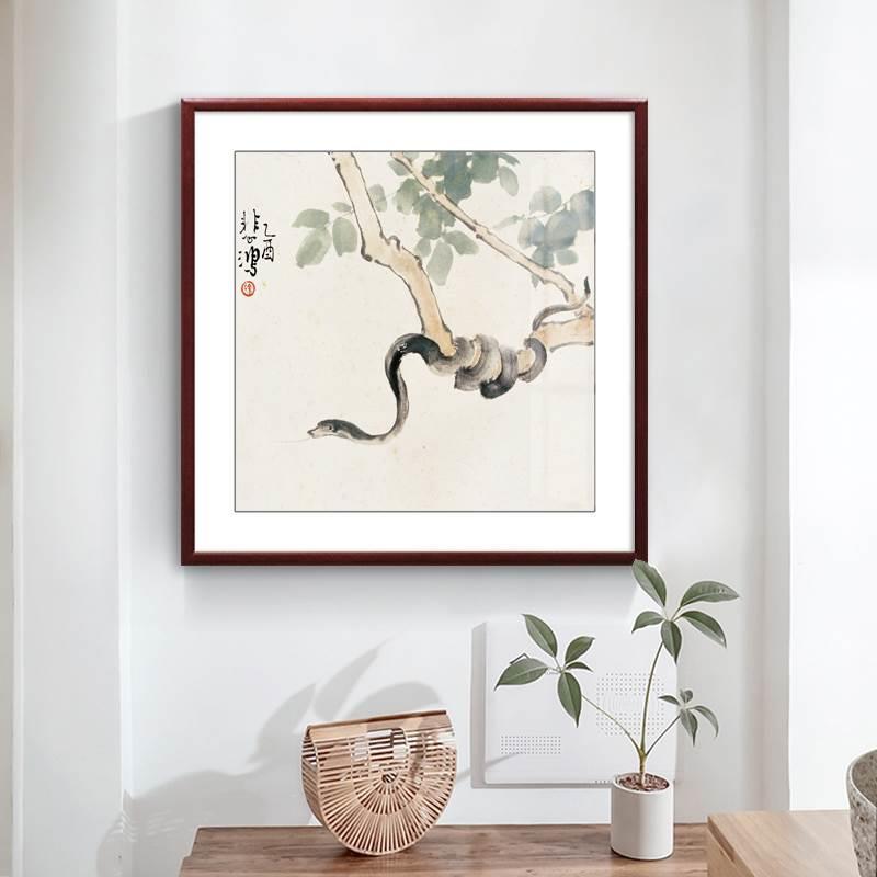 徐悲鸿十二生肖图新中式餐厅挂画斗方玄关装饰画走廊过道进门墙画