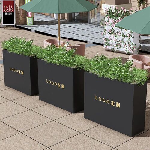户外不锈钢花箱组合酒店花坛商业街外铁艺花槽围栏定制长方形花箱