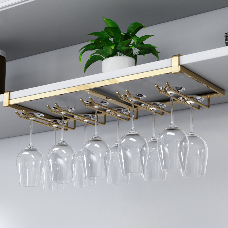 钛黑色免安装304不锈钢家用红酒杯架倒挂摆件悬挂高脚杯架酒架子