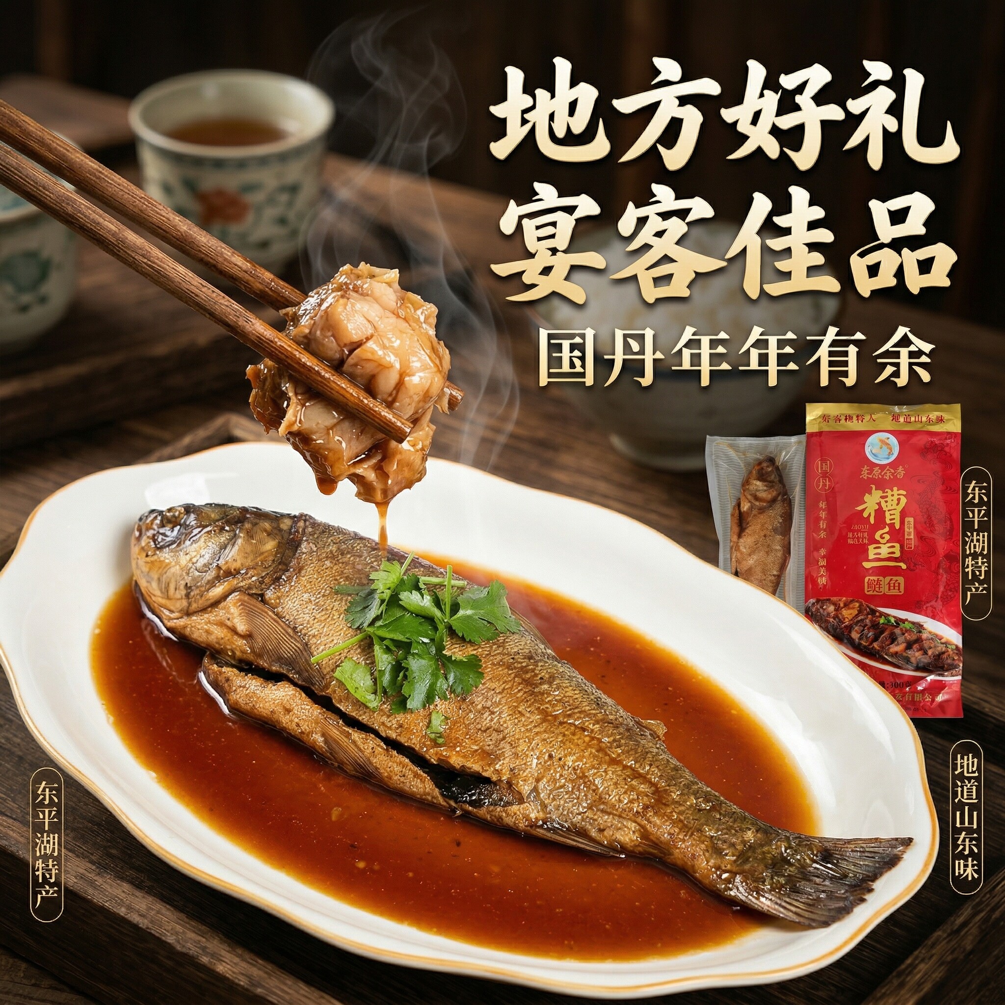 山东特产五香糟鱼整条红烧鲢鱼即食熟食酱板鱼腊鱼炖鱼酥鱼200g装
