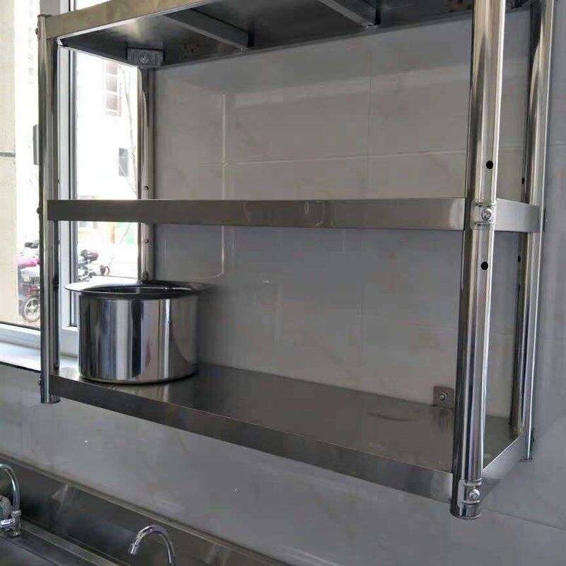 304不锈钢壁挂置物架厨房挂墙式饭店吊架调料墙上架2三层收纳架子