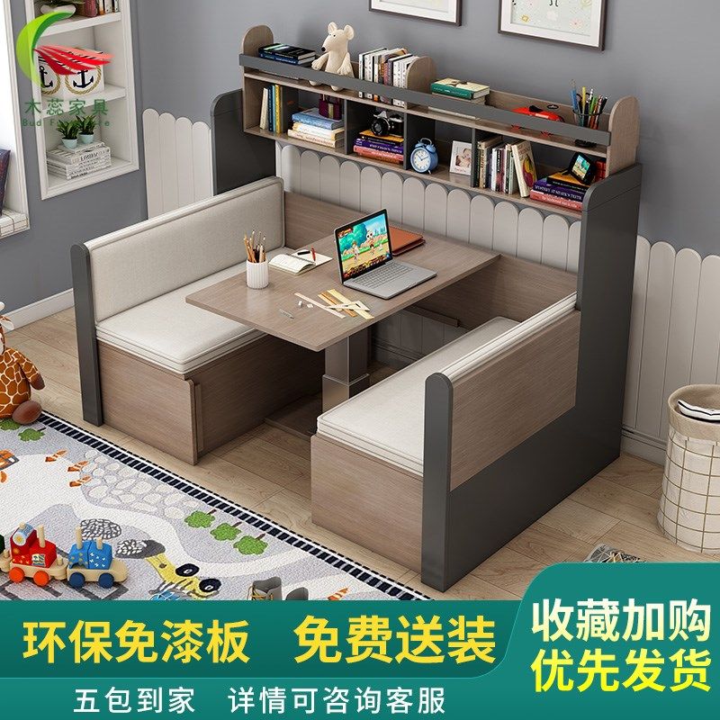 沙发床实木坐卧两用小户型客厅多功能带书桌储物床阳台卡座可伸缩