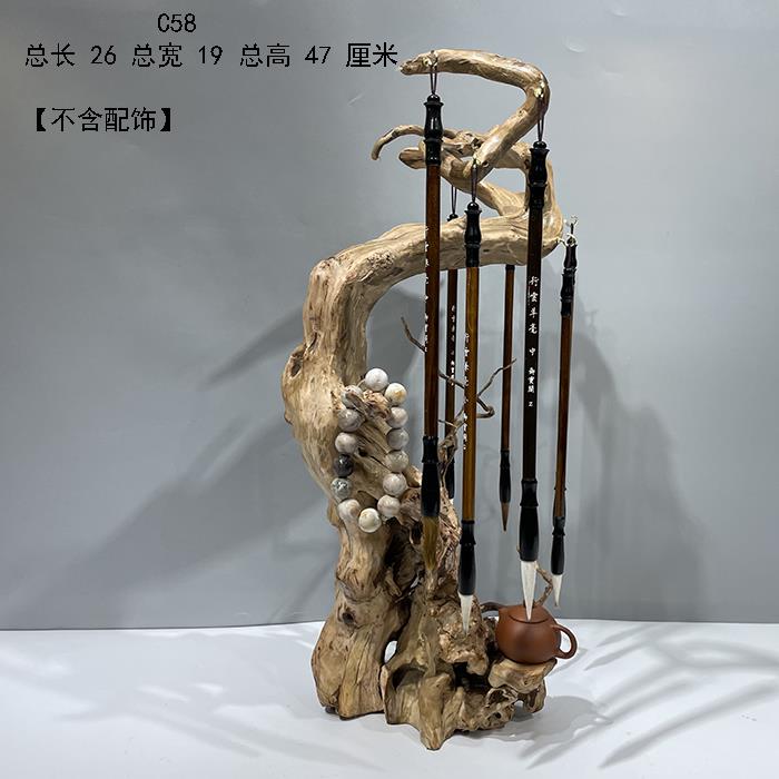 毛笔架笔挂实木根雕根艺毛笔挂架摆件书法文房四宝支架挂笔首饰架
