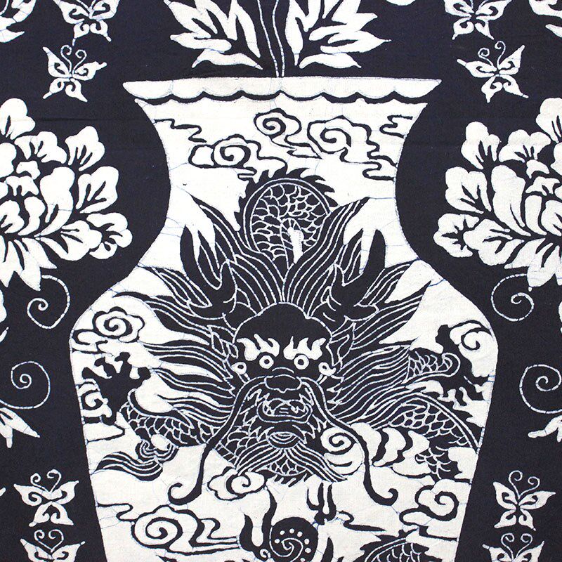 民族手工制作蜡染画富贵花瓶家居餐厅茶室装饰画台布茶几长形桌布