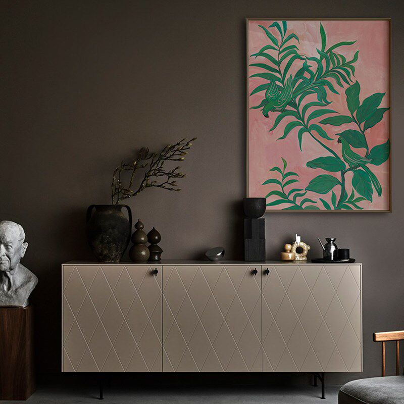 布纸有爱 美式玄关装饰画乡村绿色植物挂画鸟床头壁画卧室水彩画