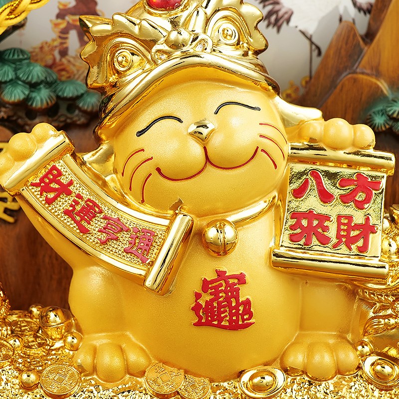 财源滚滚招财猫摆件平安扣招财客厅办公室酒柜装饰品店铺开业礼物